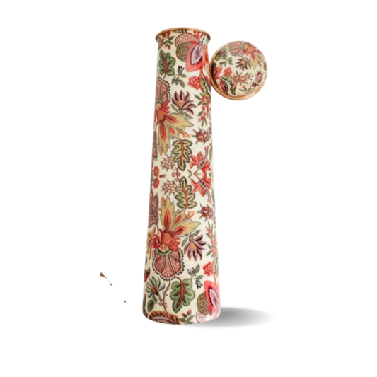Botella de Cobre Azul Estampado Animal 500ml y 2 Tazas ｜ 印度手工純銅雕刻水瓶套裝｜阿育吠陀飲用銅水習慣